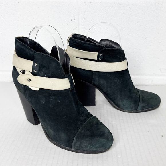 Rag and Bone Boots Womens Size 37 Black Suede Stacked Heel Ankle Booties - Picture 2 of 13